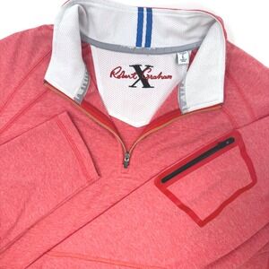 Robert Graham Mens Large Red Performance 1/4 Zip Pullover Tailored Fit